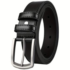 Men's Alloy Pin Buckle PU Leather Belt, Available in Black and Coffee, Adjustable Strap, Wear Resistant PU Leather, Matches Formal Outfits and Casual Pants, Suitable for Business and Daily Jeans Occasions