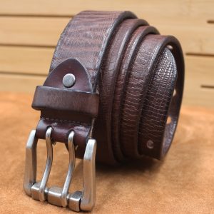 Double pin buckle High quality handmade knocking genuine leather belt luxury designer belts male Strap Jeans for man cowboy belt men