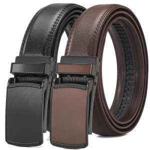 High quality Men's two-layer cowhide belt Comfort Click Belt automatic buckle flap belt Convenient business and leisure golf ratchet belt Christmas holiday gift optional extended size