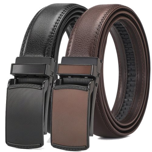 High quality Men's two-layer cowhide belt Comfort Click Belt automatic buckle flap belt Convenient business and leisure golf ratchet belt Christmas holiday gift optional extended size