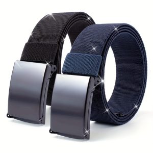 2pcs Combination Pack Elastic Sports Casual Men'S Belts, Fashion Commuter Belt Adjustable