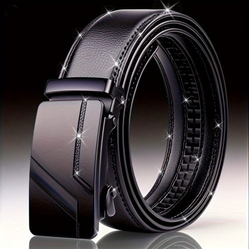 Full Match Automatic Buckle Genuine Leather Belt, Men'S Business Casual Belt, Fashionable High-End Trousers Belt, Durable All-Season Formal Belt, Best Choice for Gifts